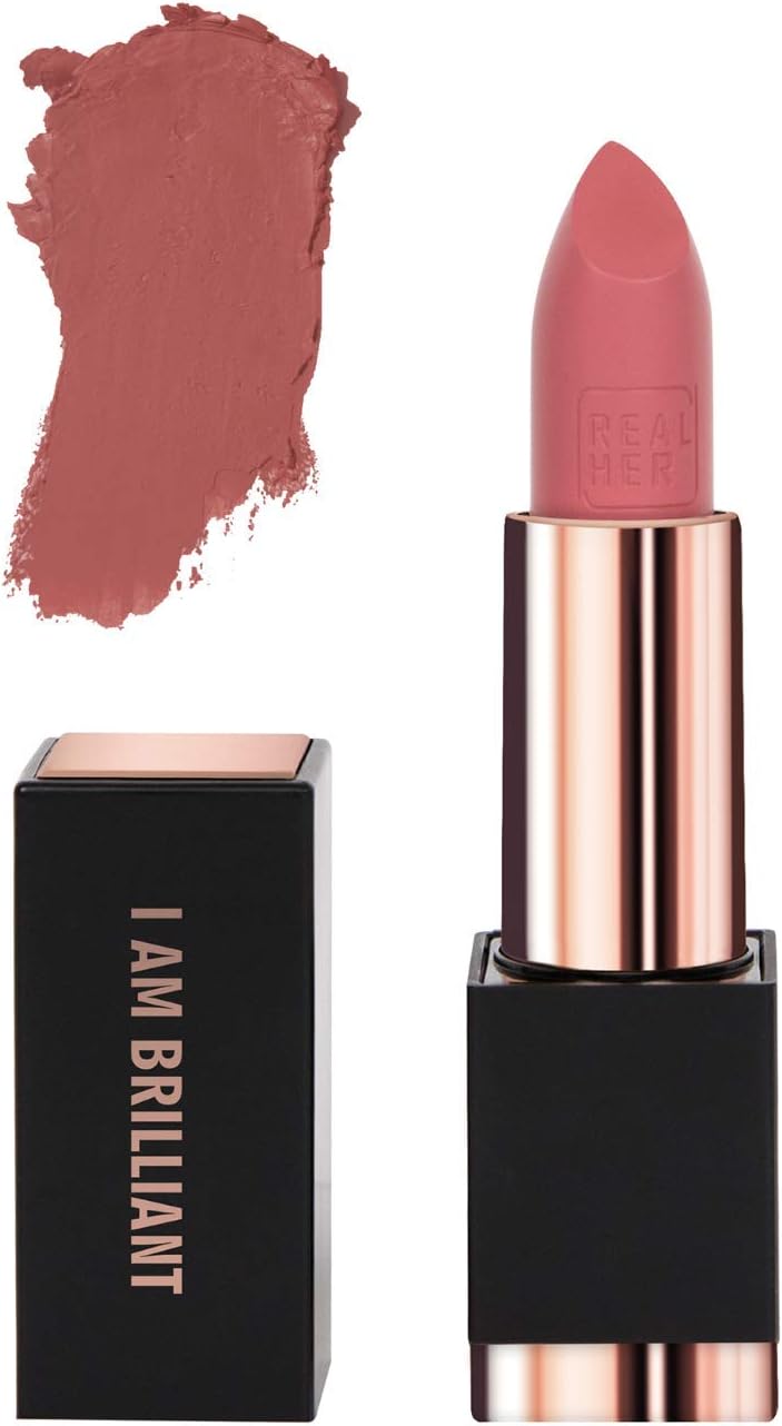 RealHer Matte Lipstick - I Am Brilliant - Pink Mauve - Lightweight, High Pigment, Long-Lasting, Smooth Matte Finish - Not Drying