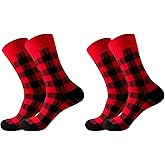 INOGIH Women Girls Cotton Buffalo Checked Plaid Pattern Socks Christmas Holiday Casual Warm Socks 2-pairs