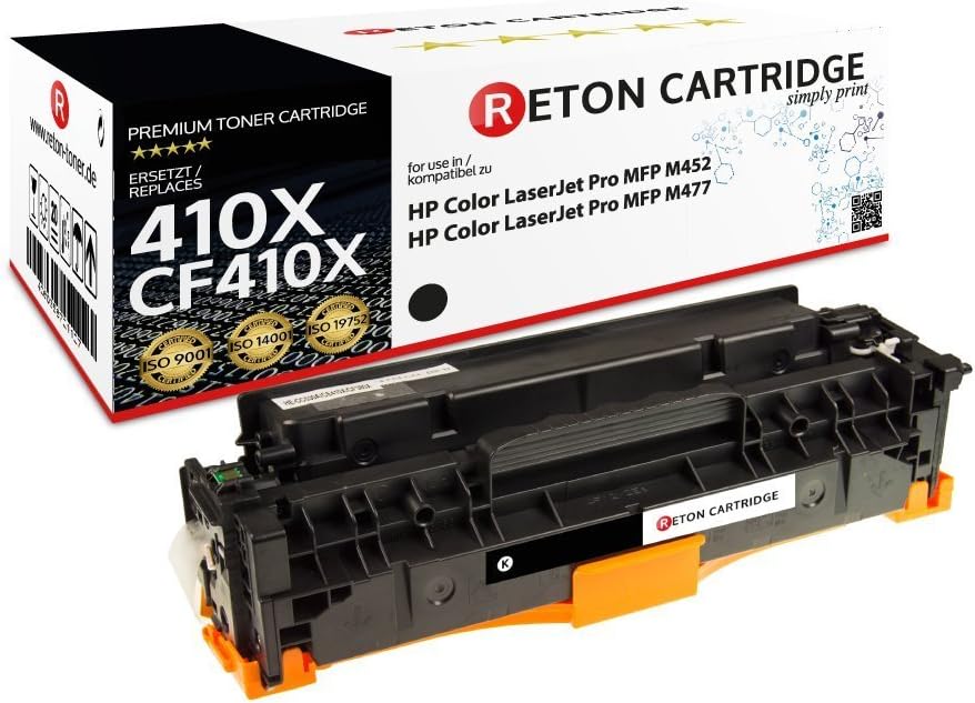 Original Reton Toner | 25% more print performance | Compatible, Black Replaces CF410 X 410X for HP Color Laserjet Pro MFP 477fdw, 477fdn, 477fn, 477fnw, 452dn, 452nw, 377dw