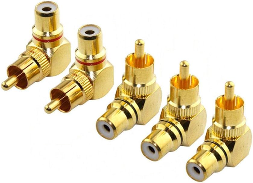 Homyl 5PCS Right Angle Audio Video AV Adapter Connector Converter