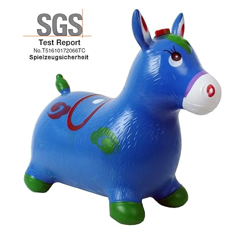 TE-Trend Springpferd Hüpftier Pferdesound Hüpfpferd bis 50kg belastbar in blau