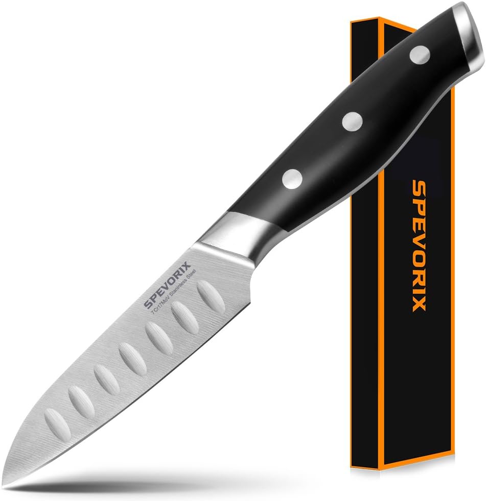 Paring Knife Fruit Knife Classic 3.5 Inch Premium Stainless Steel Spear Point Non-slip Handle Good at Peeling Slicing Cutting for Kitchen with Gift Carry Case โฆ