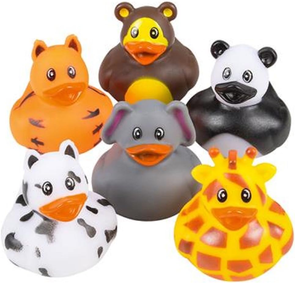 Rhode Island Novelty2" Zoo Animal Rubber Duckies, Assorted styles. 24 pieces.