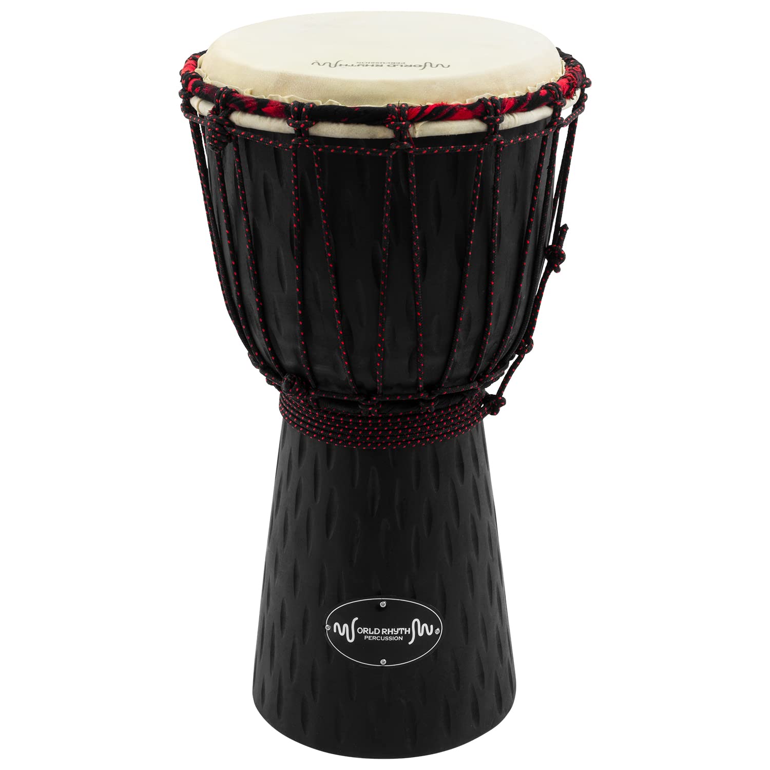 World Rhythm MDJ005 7 Inch Djembe Drum –Wooden Mahogany African Hand Drum - Black