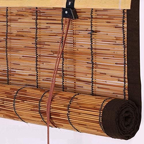 竹ブラインドプレミアムリードストローカーテン 防雨防カビ 手作りブラウンエッジングローラーブラインド 屋内