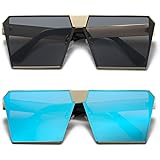 LKEYE - Unique Oversize Shield Vintage Square Sunglasses LK1705