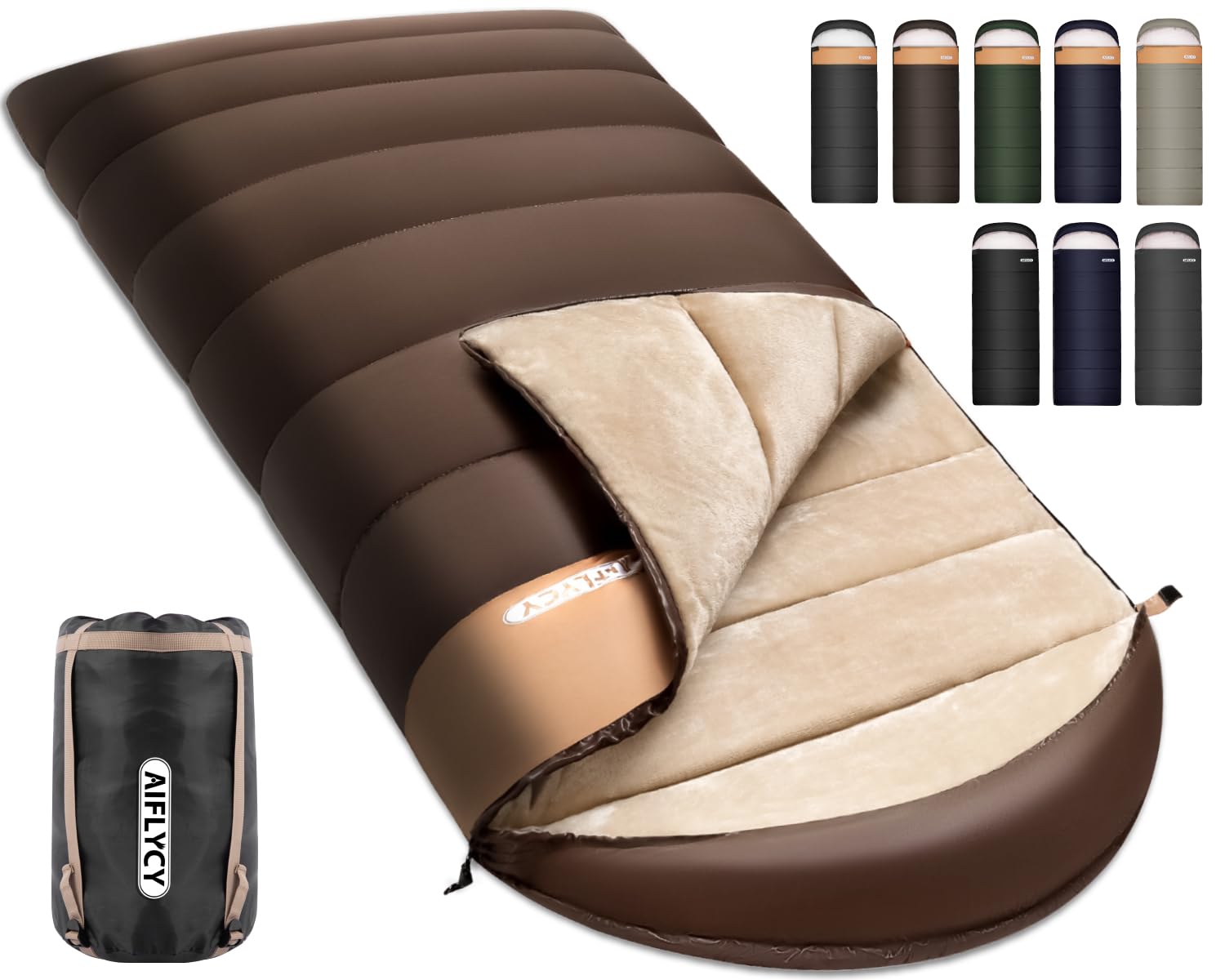 AIFLYCY 寝袋 シュラフ 封筒型 軽量 冬用 夏用【足元に二重保温・230T防水】オールシーズン 1.8Kg 1.0Kg 2.2Kg 1.4Kg コンパクト 快適温度-15℃-25℃ 簡単収納 軽量 中綿 登山 車中泊 防災用 アウトドア キャンプ 丸洗い可能 春夏秋冬の使用可能 収納袋付き商品画像