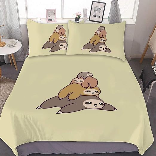 Amazon Co Jp 寝具カバーセット 3点セット かわいい ナマケモノ 布団カバー 枕カバー 敷き布団用掛カバー 掛け布団カバー ピロケース ふとんカバー シーツカバー 四季適用 ベッド用 セミダブル 肌に優しい ボックスシーツ 吸湿通気 寝具用品 シングル 防ダニ Home Kitchen