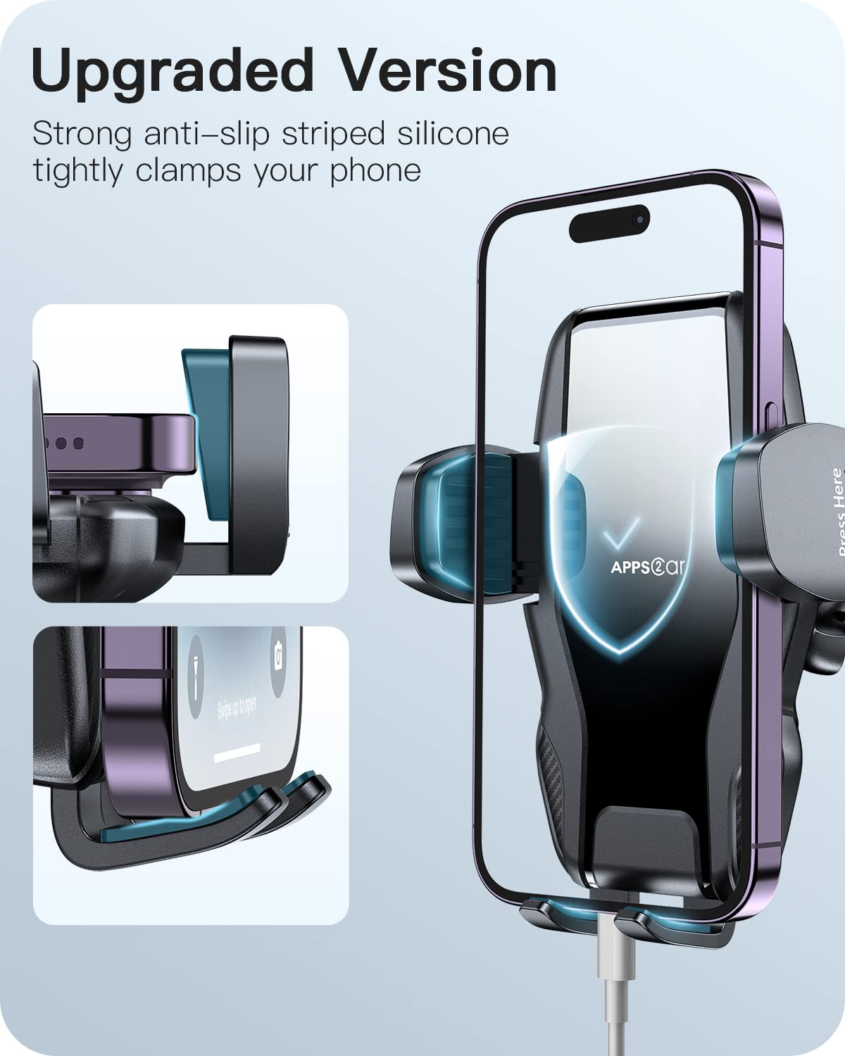 APPS2Car Phone Holder for Car Windshield/Dashboard/Window, Cell Phone Mount for Car Truck, Compatible with iPhone, Samsung, Google, LG and More