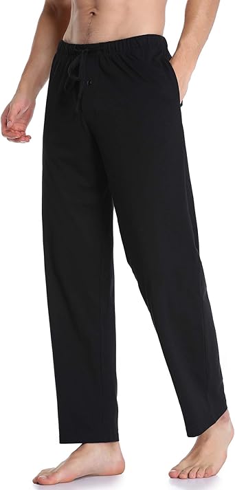 Amazon Com Colorfulleaf 100 Cotton Pajama Pants For Men Soft Knit Sleep Bottoms With Pockets Clothing