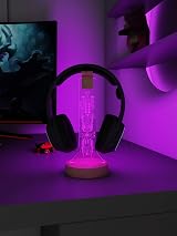 YuanDian RGB Headphone Stand Wooden Holder 16 Color LED Light for Gaming Desk view 2