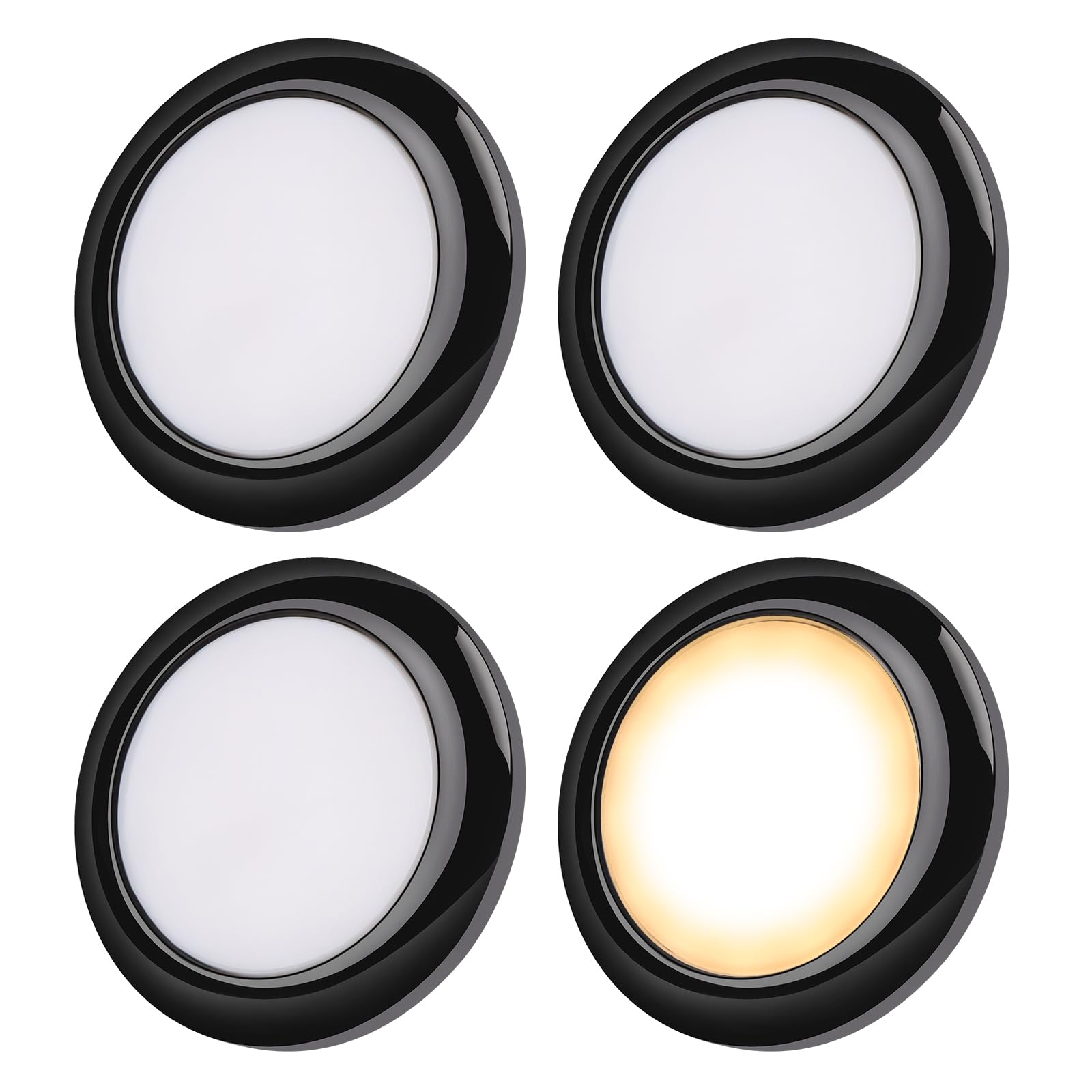 acegoo Campervan Boat LED Ceiling Light Surface Mount 12V 80mm PC Material Puck Light for Camper Van Truck Motorhome Car Interior Lighting, 12 Volt Under Cabinet Downlight (Black,3000K)