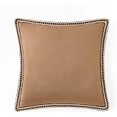 UGG Kirkwood Decorative Pillow for Sofa, 20" x 20", Brown (Chestnut) | Includes Down-Alternative Insert and Removable Cover, Braided Edge Detail, Made for Couch &amp; Bed Decor, Easy Care, All Season