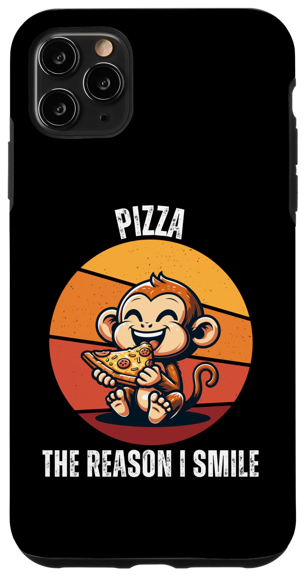 iPhone 11 Pro Max Vintage Monkey Eats Pizza The Reason I Smile Pizza Lover Case