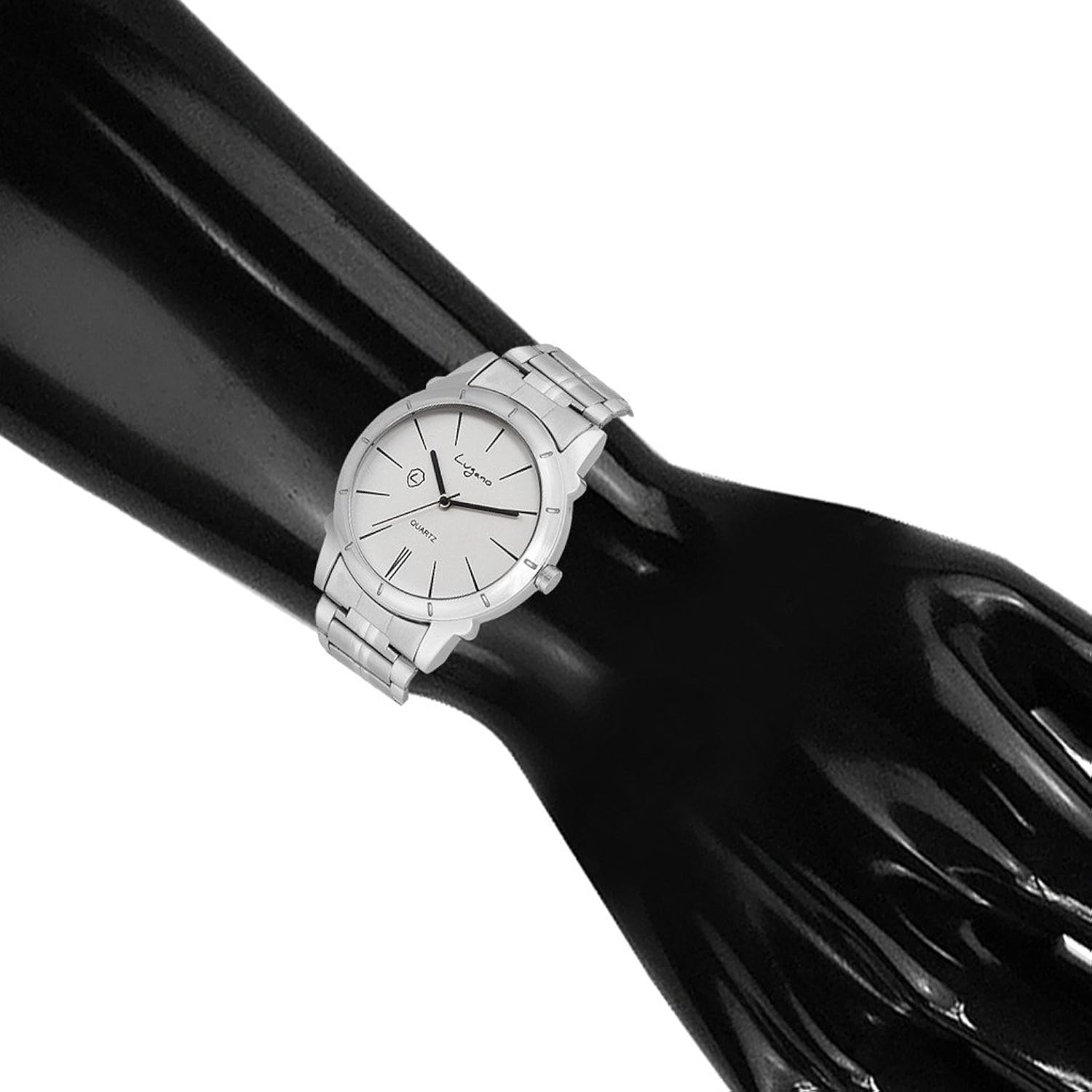 lugano white dail round metal strap analog wacth-for men,boys