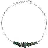 NJCRAFT Gemstone Chips Bar Bracelet for Women | Natural Healing Crystal Jewelry | Silver Plated Adjustable Chain 7+1 Inch | Gem Size 2-4 mm | Handmade Elegant Bracelet