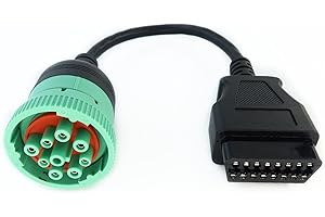 Green Type 2 J1939 Male to 16pin OBD2 Female Cable 16pin to 9pin J1939 Adapter Cable