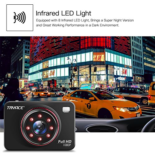 TryAce Dash Cam B5N 2.7" FHD 1080P Super Night Vision Vehicle Accident Video Recorder 170 Degree Wide Angle On Dash Video,G-Sensor,WDR,Parking Guard,Loop Recording Dashboard Camera Recorder for Cars - Thumbnail 2