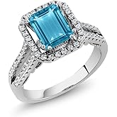 Gem Stone King 2-4 Cttw Emerald Cut Gemstone Birthstone Wedding Anniversary Promise Engagement Ring For Women | 925 Sterling Silver | Emerald Cut 9X7MM | Available In Size 5, 6, 7, 8, 9