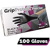 GripProtect Precise Black Nitrile Exam Gloves, Fentanyl Resistant, Chemo-Rated, for Food, Home, Hospital, Law Enforcement, Ta