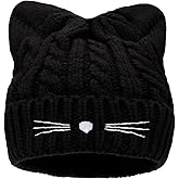 LUCKYBUNNY Women Girls Cute Cat Ears Beanie Hat Winter Crochet Knit Cap