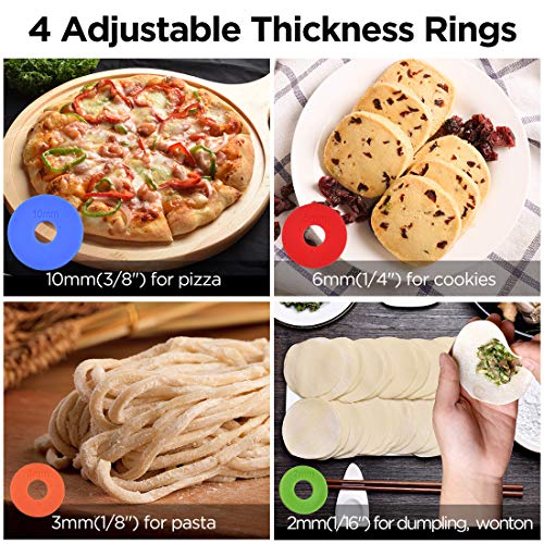 Rolling Pin with Thickness Rings, Adjustable Rolling Pin and Pastry Mat Set for Baking Dough, Pizza, Pie Crusts, Pastries, Pasta and Cookies