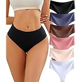 6 Pack High Waisted Thongs for Women Feather-light Seamless Underwear No Show Sexy Breathable Panties for Ladies