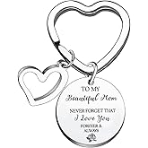 BESPMOSP Mom Keyring Mother Mummy Gift From Son Daughter Birthday Keychain For Mom Never Forgrt That I Love You Birthday Gifts Mother's Day Gifts