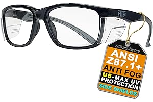 HTS HUNTERSKY E60 Anti-Fog Safety Glasses with Side Shields ANSI Z87 Eye Protection lab chemistry goggles Optical Eyeglass