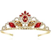 JINSAWW Princess Crown Dress-up Headband Birthday Wedding Gold Crown Halloween Cosplay Hair Accessories for Her