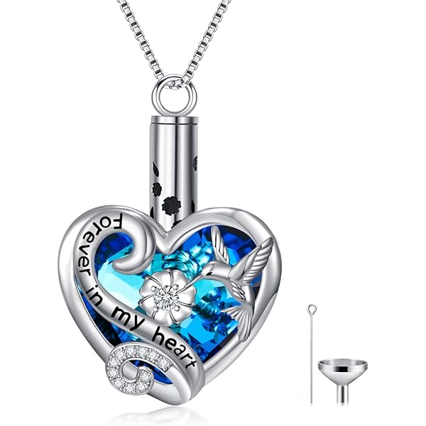 OFFSCH Cremation Urn Necklace - Heart Pendant For Ashes, Sterling Silver Style, Also Works As Essential Oil Diffuser - View #5