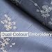 jinchan Floral Curtains Embroidered Curtains for Living Room 84 Inch Long Faux Silk Curtains Slate Blue Grommet Top Flower Patterned Drapes Light Filtering Curtains Window Curtain Set 2 Panels