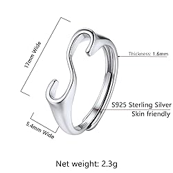 SILVERCUTE Adjustable Initial Rings for Women
