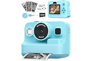 Anchioo Kids Camera Instant Print, 1080P Kids Digital Camera with Printer Paper, Christmas Birthday Gift for Girls Boys Age 3-12, Kids Print Camera Toy for 4 5 6 7 8 Year Old Boy, 32G SD Card - Blue