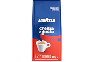 Lavazza Crema E Gusto Whole Bean Coffee Dark Roast 340g Bag, Authentic Italian, Blended and roasted in Italy, Full-bodied dar