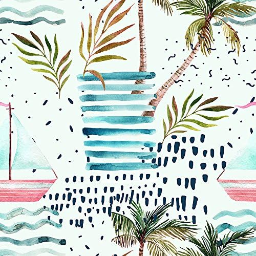 CC Wonderland Soft Pillow Cases Linen Pillow Covers with Invisible Zipper Throw Cushions Covers(1PCS), 18 Inch, Watercolor Sailboat, Palm Tree, Leaves, Grunge Textures,Doodles,Brush Strokes,Good Gift