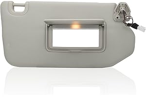 CRAZYPARTS Passenger Right Side Sun Visor Replacement Compatible with2013-2018 Pathfinder 2014-17 Infiniti QX60 and 2013 Infiniti JX35 with Lamp & Mirror Replaces 96401-9PB0A 964009PB0A Color Grey