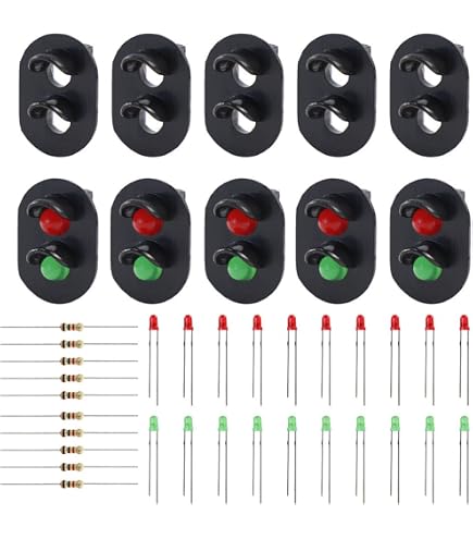 Lot De 10 Feux De Signalisation Ferroviaire HO/OO - LED Rouge Et Vert, 3V, à Souder - Pour Maquettes Train