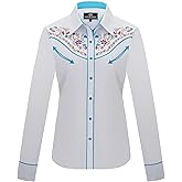 SALVAJE OESTE Women's Embroidered Western Cowgirl Slim Fit Shirt Long Sleeve Snap Button Down Shirt with Embroidery