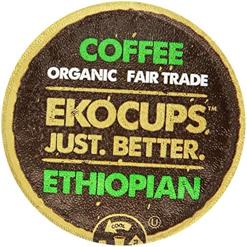EKOCUPS  Organic Artisan Coffee, Ethiopian,  Medium roast for Keurig K-cup single serve Brewers, Each 0.45 Oz, Net Wt. 4.5 Oz, 10 count