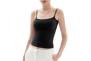 PUMIEY Women's Square Neck Tank Top Adjustable Spaghetti Straps Sleeveless Basic Tops Sharp Collection