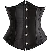 Jutrisujo Corset Underbust Lace up Boned Brocade Waist Training Plus Size