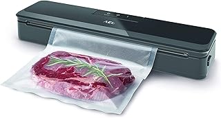 AEG VS4-1-4AG Vakuumiergerät (Schnelles und starkes Versiegeln von Lebensmitteln, Pulse-Funktion, keine Luftblasen, schlankes Design, leise, inkl. 10 Beutel - 30 cm lang, BPA-frei, grau)
