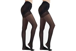 Citystl 2 Pairs Black Tights for women - 40D Control Top Pantyhose - Sculpt Silhouette, Flattening Tummy and Lifting Booty