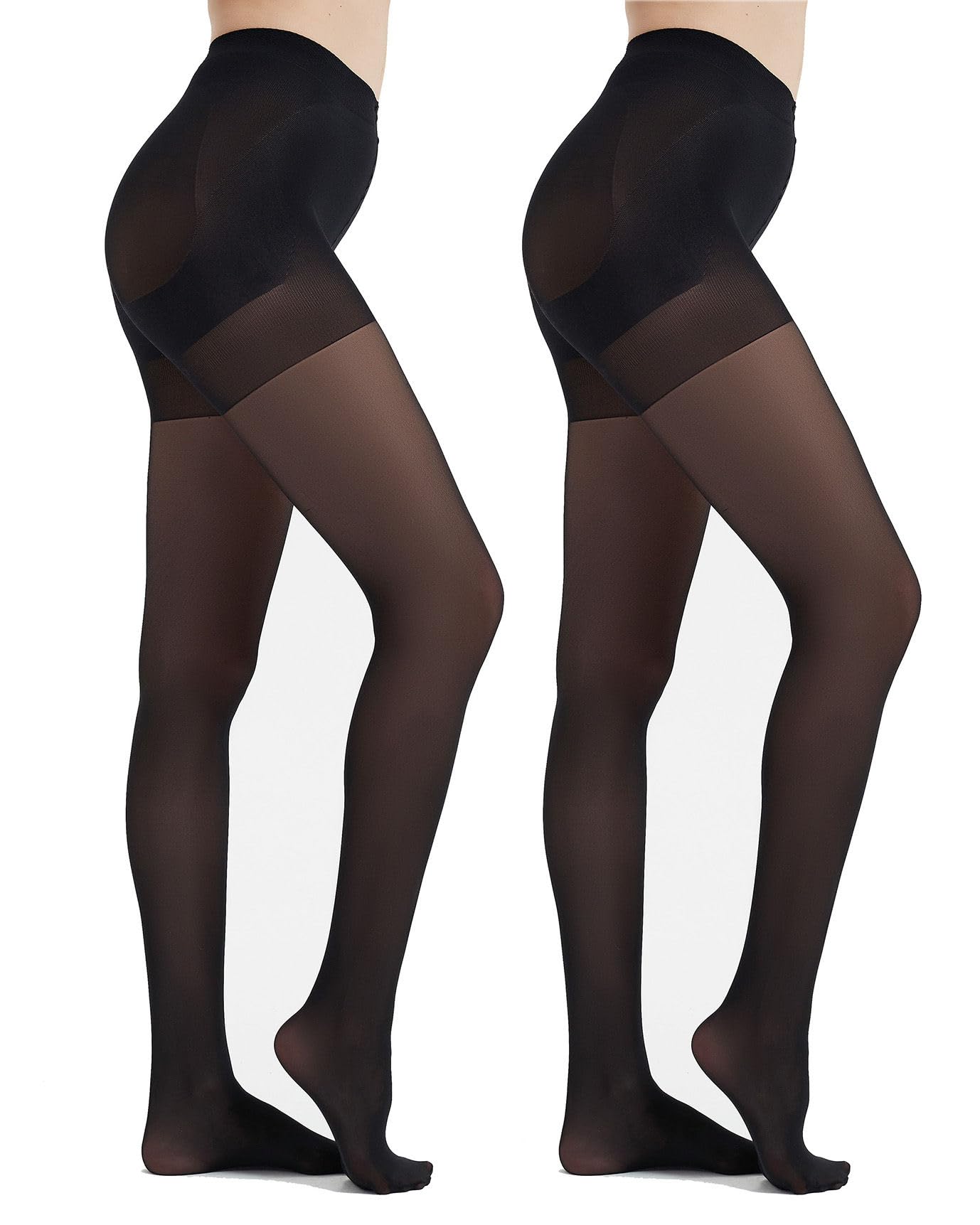 Photo 1 of Citystl 2 Pairs Black Tights for women - 40D Control Top Pantyhose - Sculpt Silhouette, Flattening Tummy and Lifting Booty?Black-M?