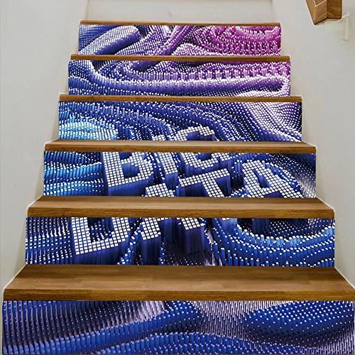 vanfan 3D Creative thousands bar graphs forming words big datbig datconcept d illustration DIY Refurbished Stairs Stickers Removable Waterproof Stairs Mural（39.3"w x 7"h x 6PCS）