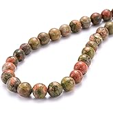 BEADIA Natural Unakite Stone Round Loose Semi Gemstone Beads for Jewelry Making 8MM 44PCS