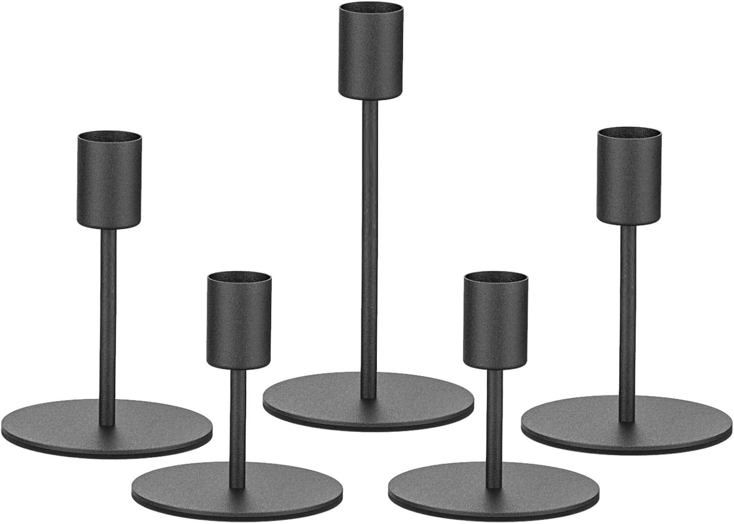 Candles & Holders - smtyle Black Candlestick Holders for Taper Candles Set of 5 Candelabra with Iron-0.8