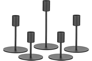 Smtyle Short Black Taper Candle Holder for Candlesticks, Christmas Candelabra Heavyweight Rustic Centerpieces for Tables, Dining, Fireplace, and Mantel Decor Original Design