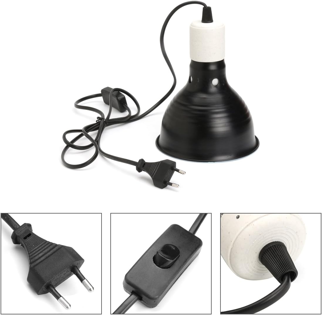 SUNXK 100W E27 Heat UVA/UVB Bulb Light Holder Pet Brooder Reptile Turtle with Clamp SUNXK (Color : Color Black-Size: 19 * 14cm)